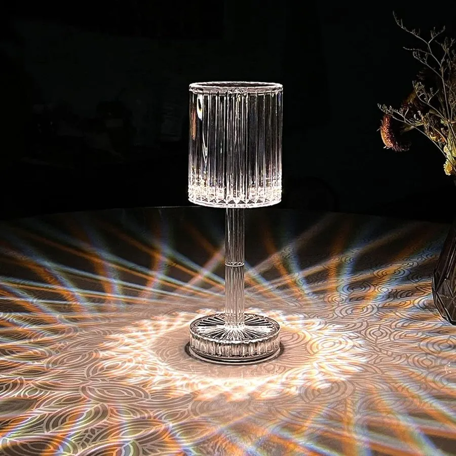 Lampa de masa 3D touch cu dimmer, lumina calda si rece cristal, lampa incarcare usb, Elastix