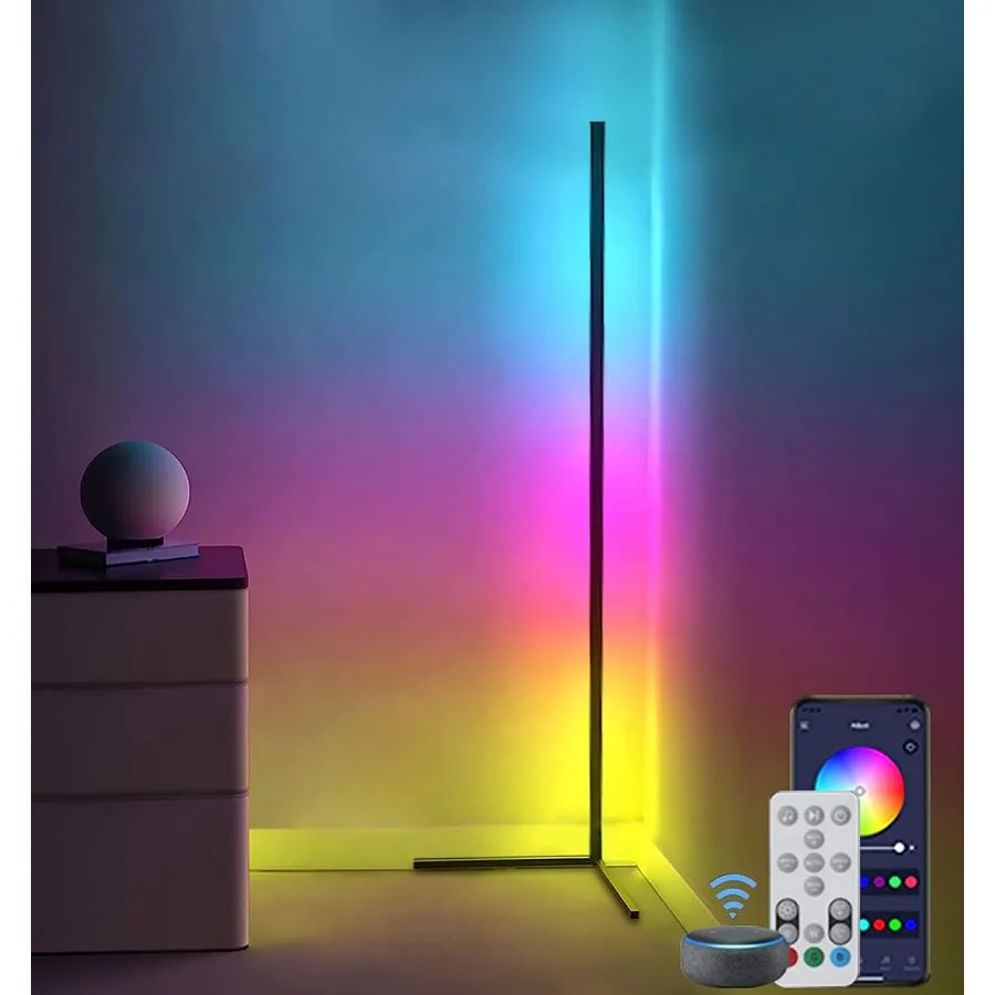 Lampa de colt Tuya Smart RGBWW cu senzor pe muzica si cu programe multiple, aplicatie, telecomanda si dimmer, Lampa rgb, Elastix