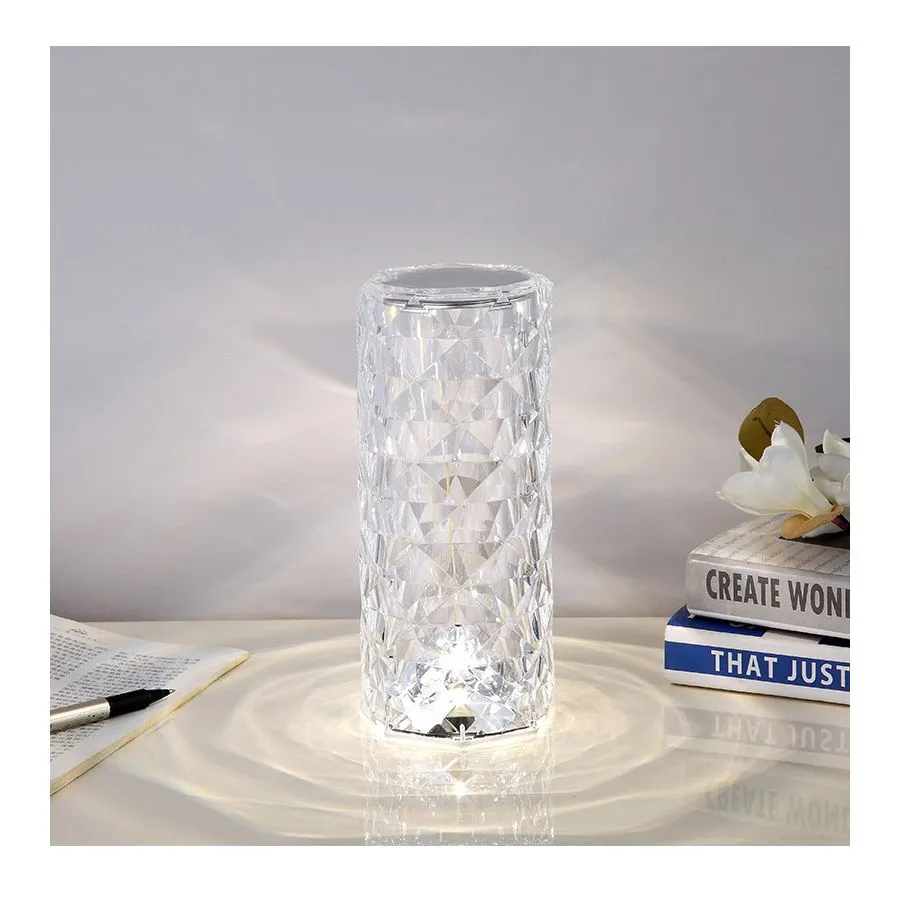 Lampa cristal 3D touch cu dimmer, lumina calda...