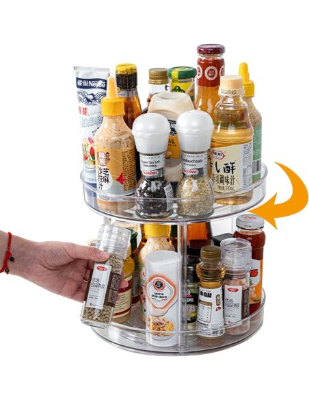 Organizator dublu, organizator rotativ condimente sau cosmetice, Elastix