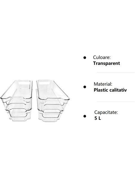 Set 4 cutii frigider, cutii depozitare frigider, organizare frigider Elastix