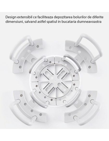 Organizator retractabil pentru boluri, suport boluri, organizator bucatarie, Elastix