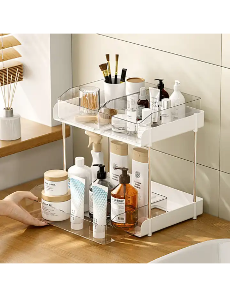 Organizator multifunctional L, raft birou cu 2 etajere, Elastix