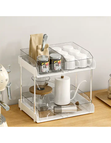 Organizator multifunctional L, raft birou cu 2 etajere, Elastix