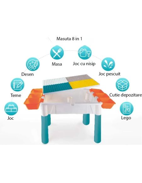 Masa pentru copii, masuta activitati cu 6 cutii pentru depozitare, Elastix