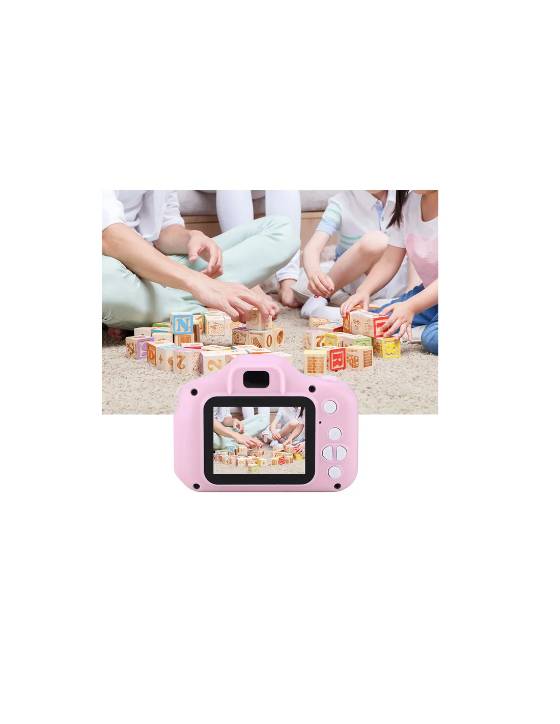 Mini aparat foto, video, jocuri roz pentru copii, Elastix
