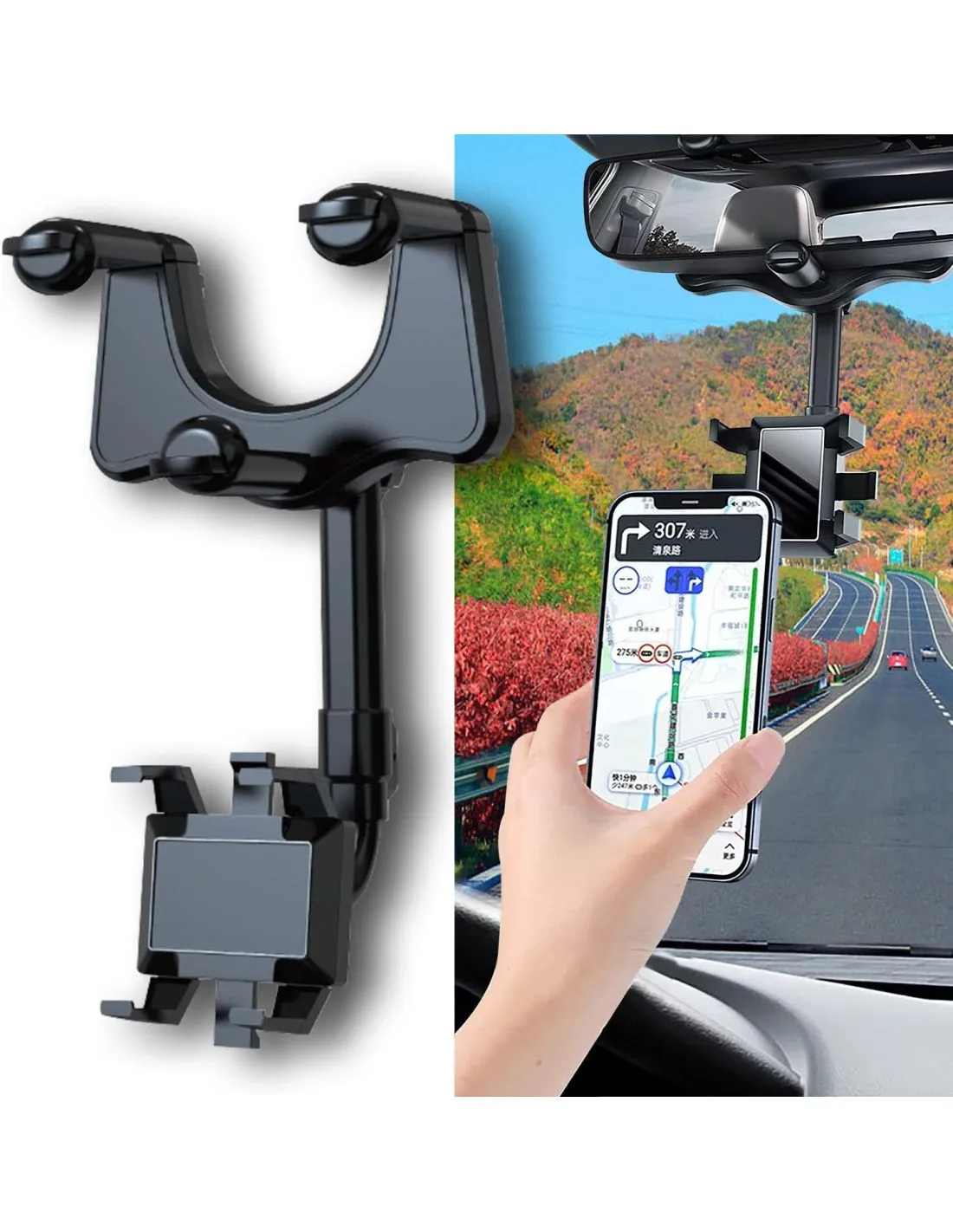 Suport telefon pentru oglinda retrovizoare, suport auto telefon oglinda  Elastix