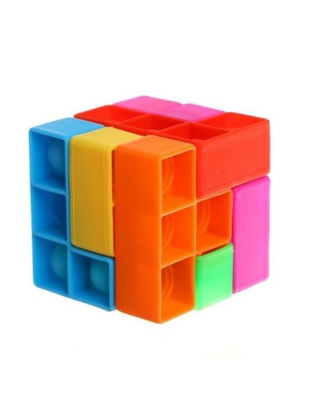 Jucarie tip puzzle 3D, jucarie Pop It sub forma de cub rubik, Elastix