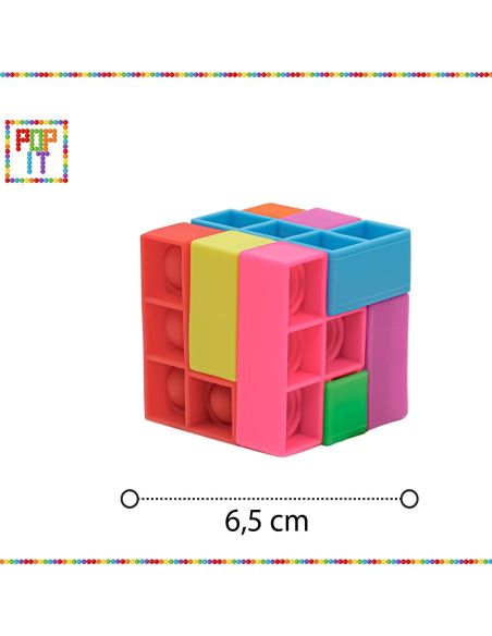 Jucarie tip puzzle 3D, jucarie Pop It sub forma de cub rubik, Elastix