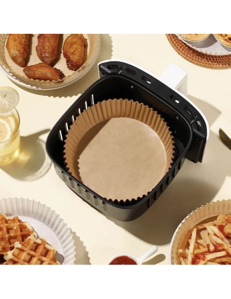 Set 50 hartii pentru Air Fryer, hartie copt air fryer, Elastix