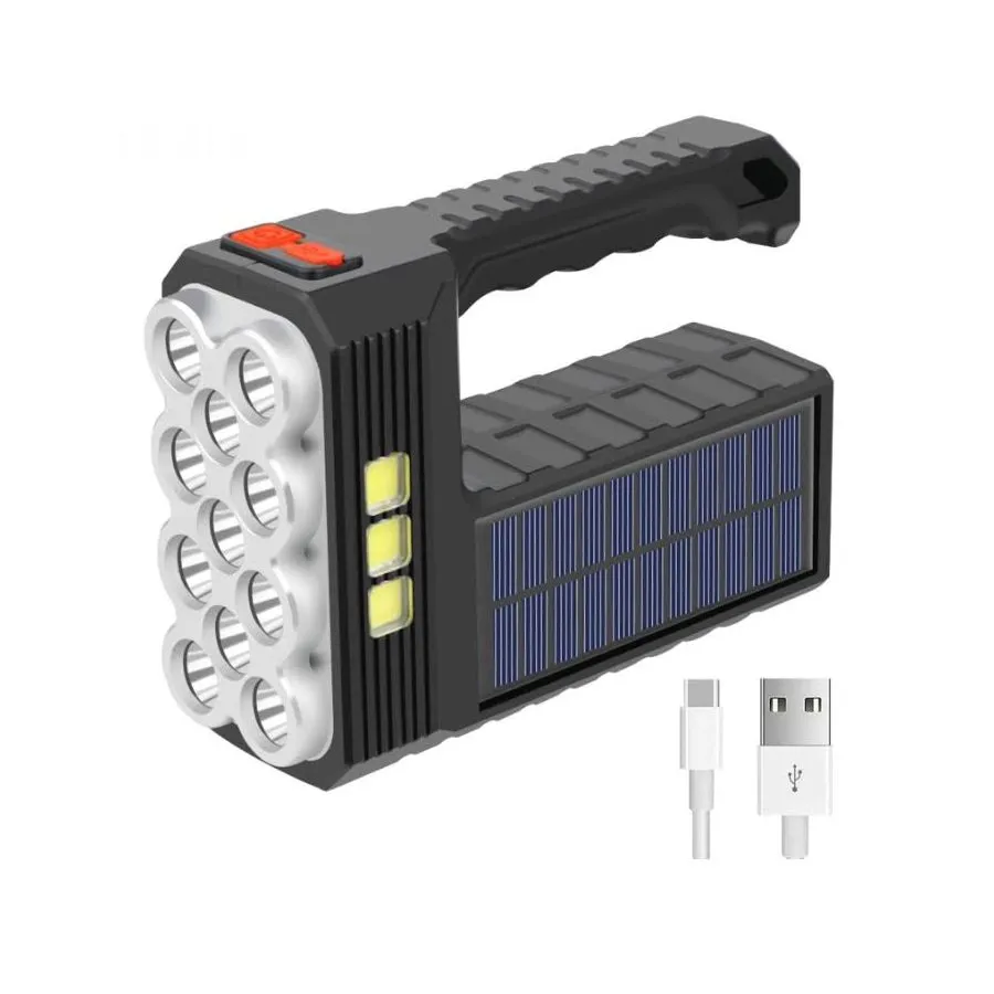 Lanterna portabila cu 8 LED-uri, lanterna cu USB si incarcare solara, santerna solaraElastix