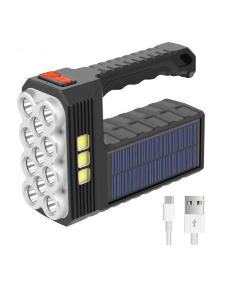 Lanterna portabila cu 8 LED-uri, lanterna cu USB si incarcare solara, santerna solaraElastix