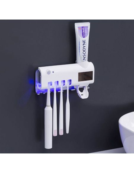 Suport si dozator pentru periute de dinti, sterilizator periuta de dinti, organizator baie, Elastix