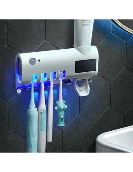 Suport si dozator pentru periute de dinti, sterilizator periuta de dinti, organizator baie, Elastix