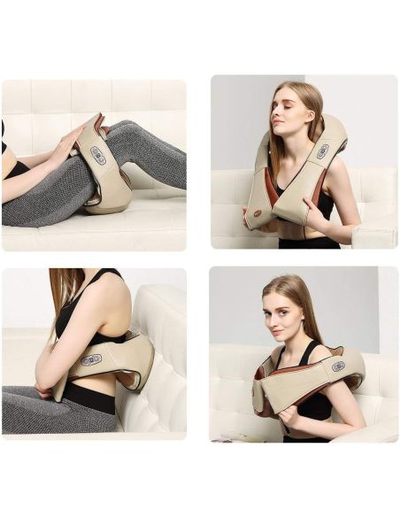 Perna cu incalzire si masaj pentru gat si umeri, guler electric, Shiatsu, Elastix