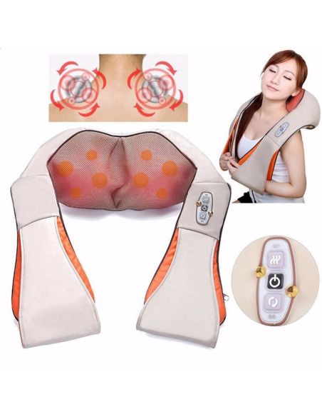 Perna cu incalzire si masaj pentru gat si umeri, guler electric, Shiatsu, Elastix