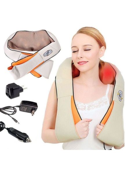 Perna cu incalzire si masaj pentru gat si umeri, guler electric, Shiatsu, Elastix
