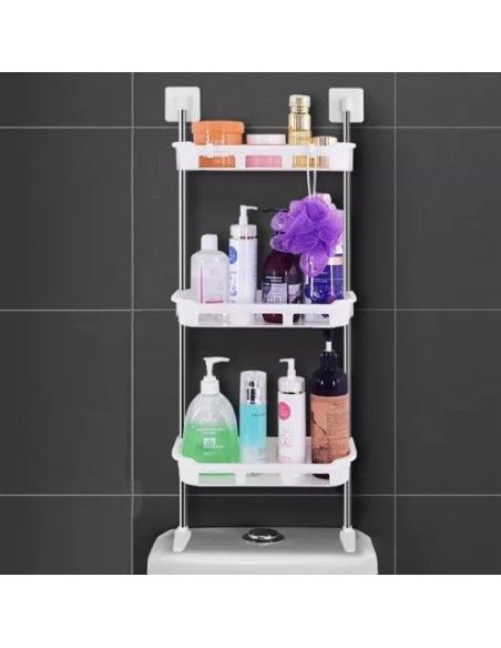 Organizator vas toaleta, suport baie, bucatarie, raft 3 polite, Elastix