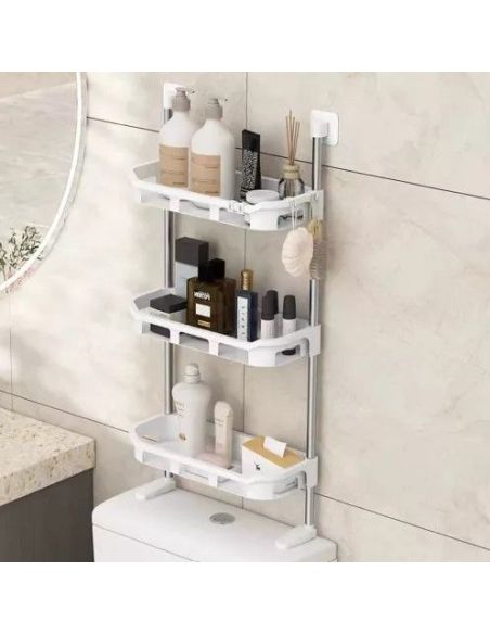 Organizator vas toaleta, suport baie, bucatarie, raft 3 polite, Elastix
