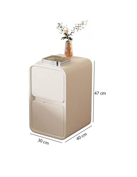 Noptiera lemn masiv si piele, noptiera alba, Elastix