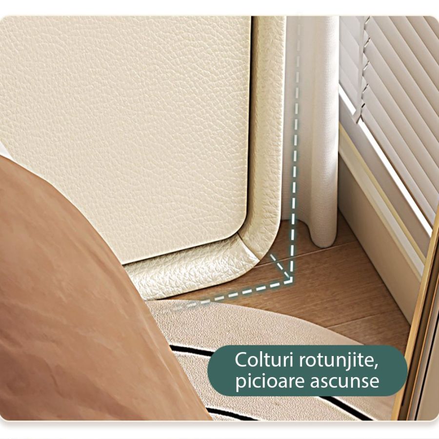 Noptiera lemn masiv si piele, noptiera alba,...