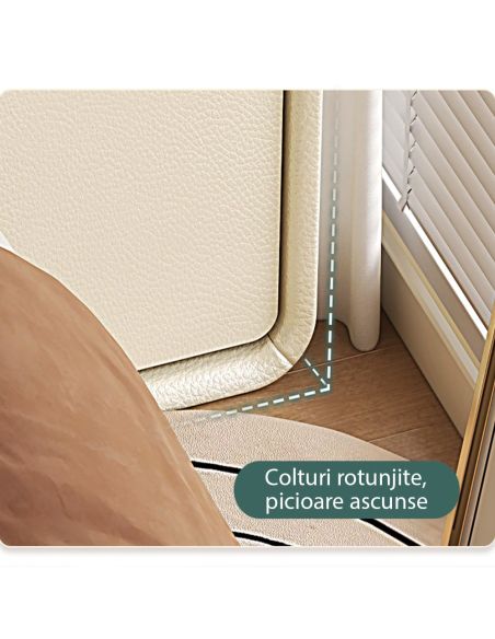 Noptiera lemn masiv si piele, noptiera alba, Elastix