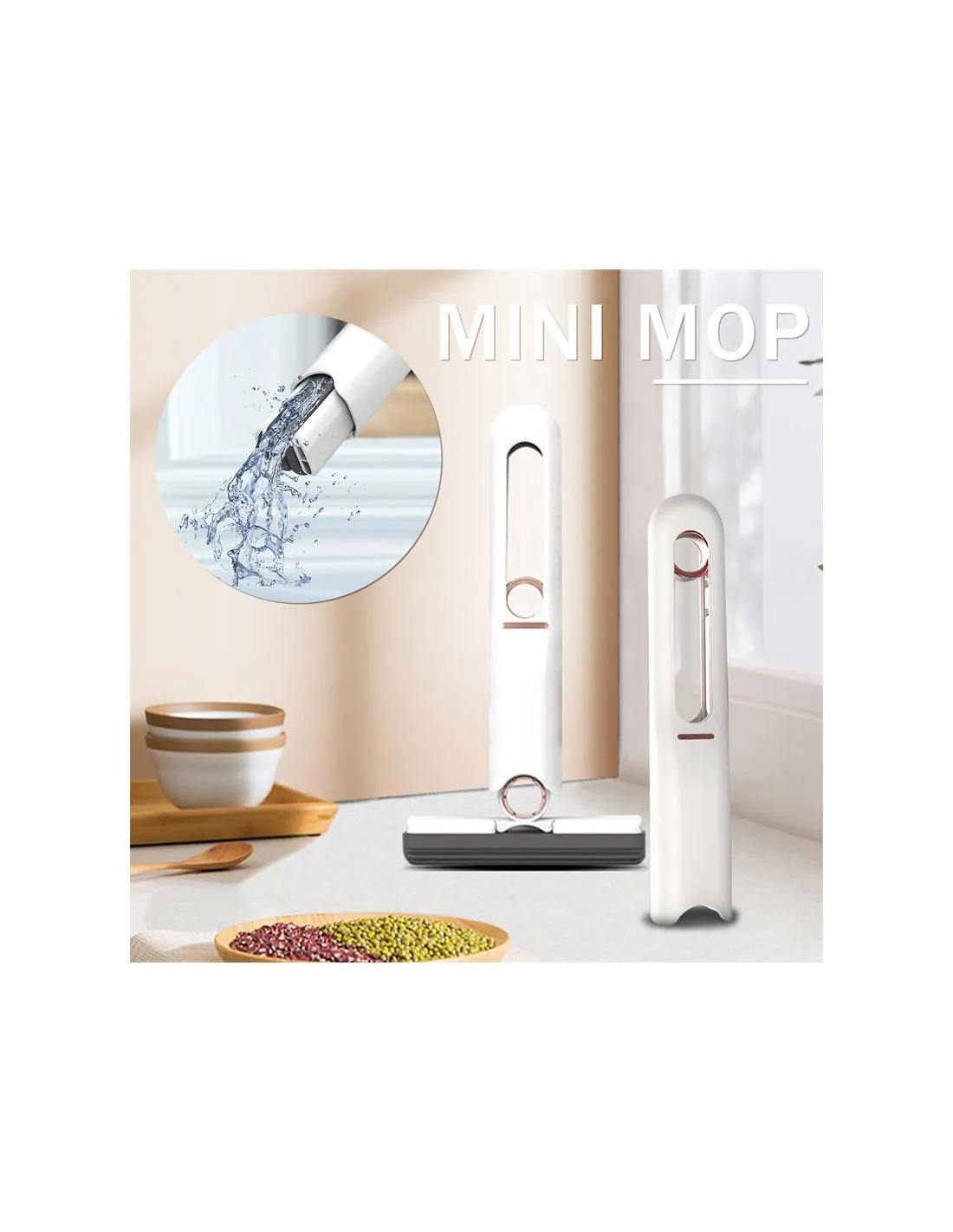Mini mop universal, mop pentru multiple suprafete, mop geamuri, Elastix
