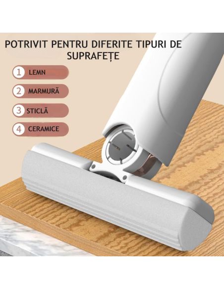 Mini mop universal, mop pentru multiple suprafete, mop geamuri, Elastix