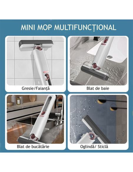 Mini mop universal, mop pentru multiple suprafete, mop geamuri, Elastix