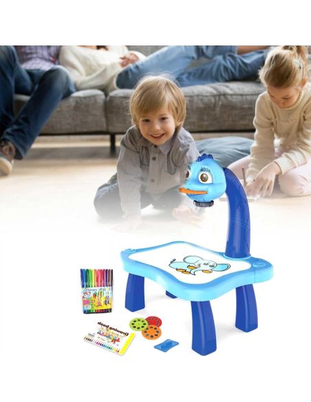 Masuta unicorn cu proiector pentru desenat, masa copii, masa activitati, Elastix