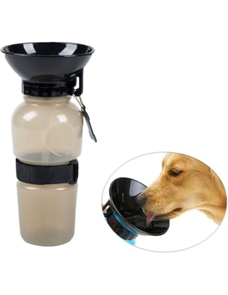 Sticla apa portabila catei, sticla cu bol pentru caini, Elastix