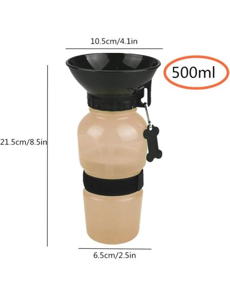 Sticla apa portabila catei, sticla cu bol pentru caini, Elastix