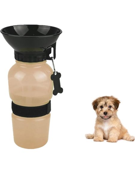 Sticla apa portabila catei, sticla cu bol pentru caini, Elastix