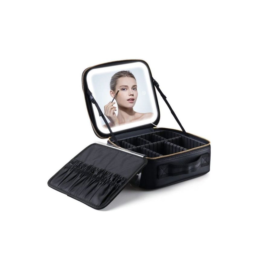 Geanta make-up cu oglinda si lumina LED, geanta...