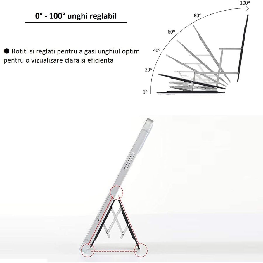 Suport aluminiu pliabil telefon, suport birou...