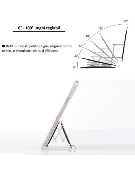 Suport aluminiu pliabil telefon, suport birou telefon, stand telefon,  Elastix