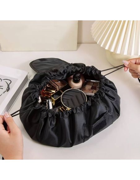 Geanta neagra pentru cosmetice, geanta make-up 2 in 1, portfard, saculet cosmetice, Elastix