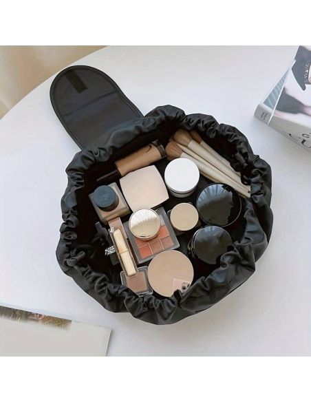 Geanta neagra pentru cosmetice, geanta make-up 2 in 1, portfard, saculet cosmetice, Elastix