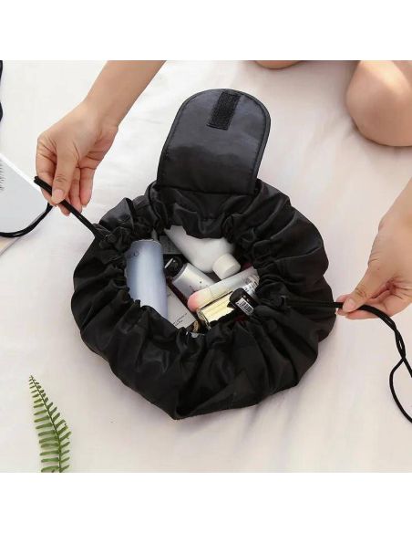 Geanta neagra pentru cosmetice, geanta make-up 2 in 1, portfard, saculet cosmetice, Elastix