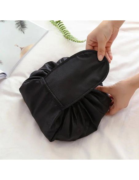 Geanta neagra pentru cosmetice, geanta make-up 2 in 1, portfard, saculet cosmetice, Elastix