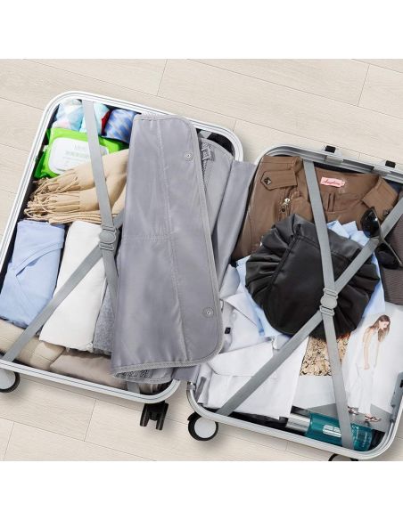 Geanta neagra pentru cosmetice, geanta make-up 2 in 1, portfard, saculet cosmetice, Elastix