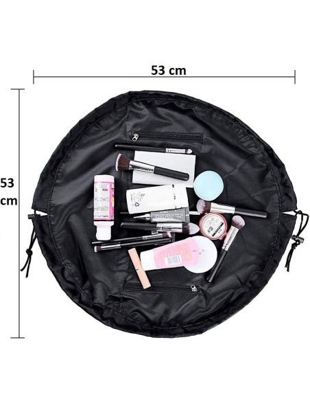 Geanta neagra pentru cosmetice, geanta make-up 2 in 1, portfard, saculet cosmetice, Elastix