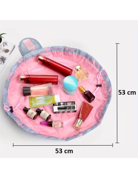 Geanta cosmetice model flamingo, geanta make-up 2 in 1, portfard, saculet cosmetice, Elastix