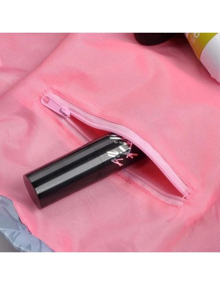 Geanta cosmetice model flamingo, geanta make-up 2 in 1, portfard, saculet cosmetice, Elastix