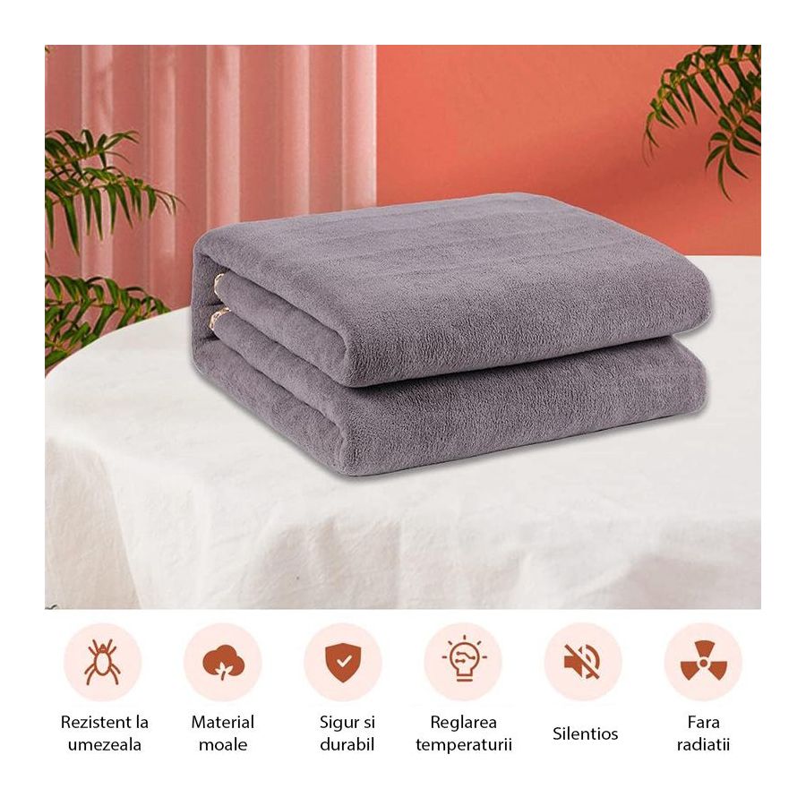 Patura pufoasa electrica 180 x 120 cm 100w,...