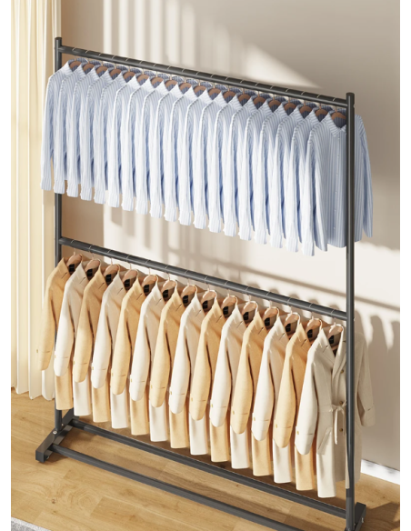 Organizator pentru haine, stender haine, suport umerase, raft dublu pentru haine, Elastix