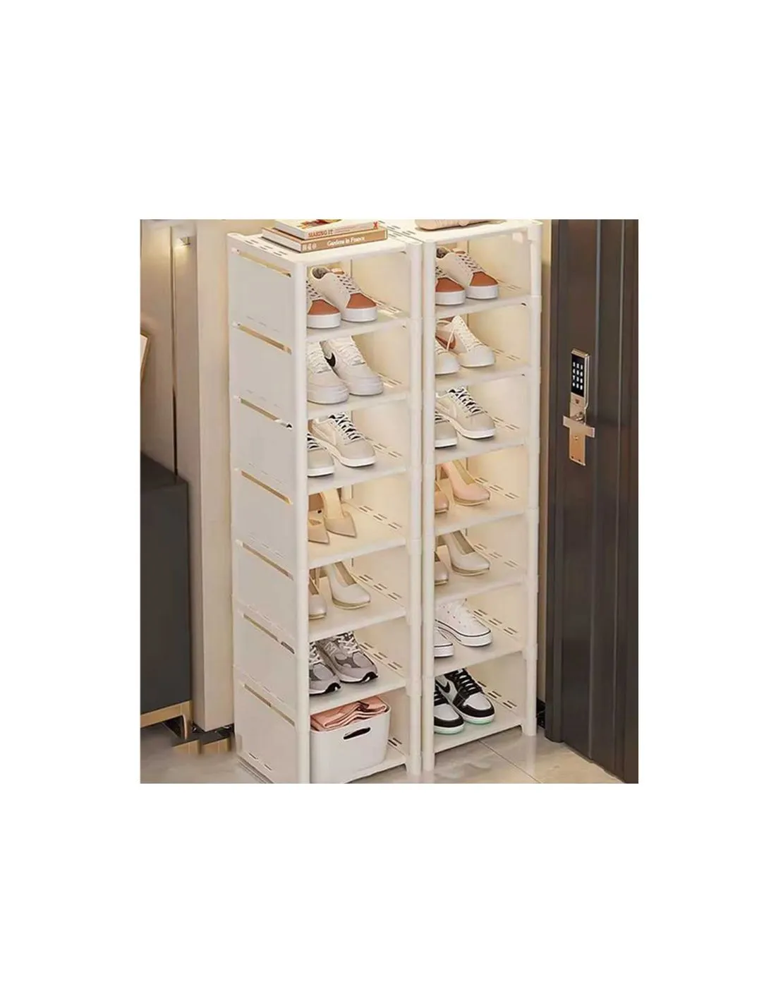 Suport pentru pantofi cu 8 rafturi, pantofar alb, organizator incaltaminte, Elastix