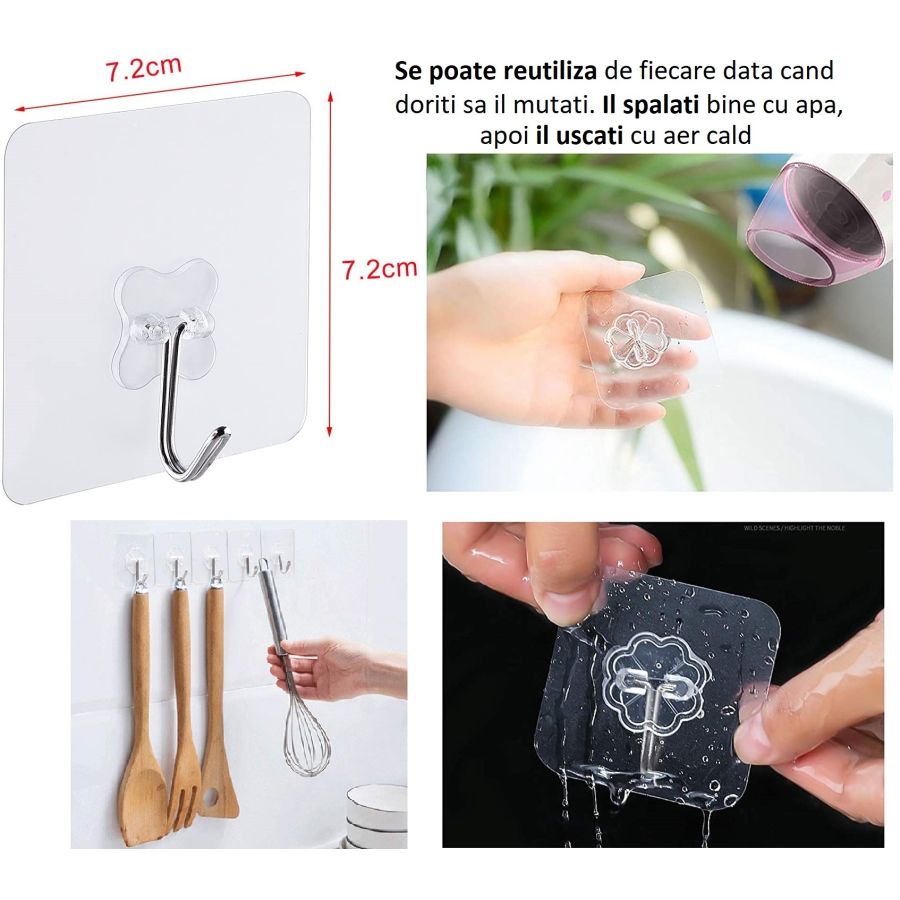 Set 6 carlige reutilizabile si ultra rezistente