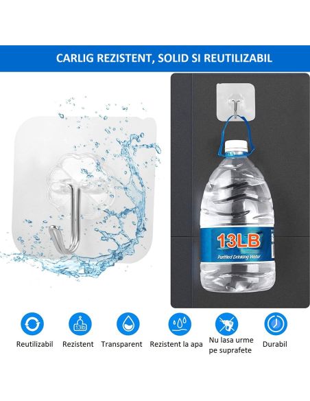 Set 6 carlige reutilizabile si ultra rezistente