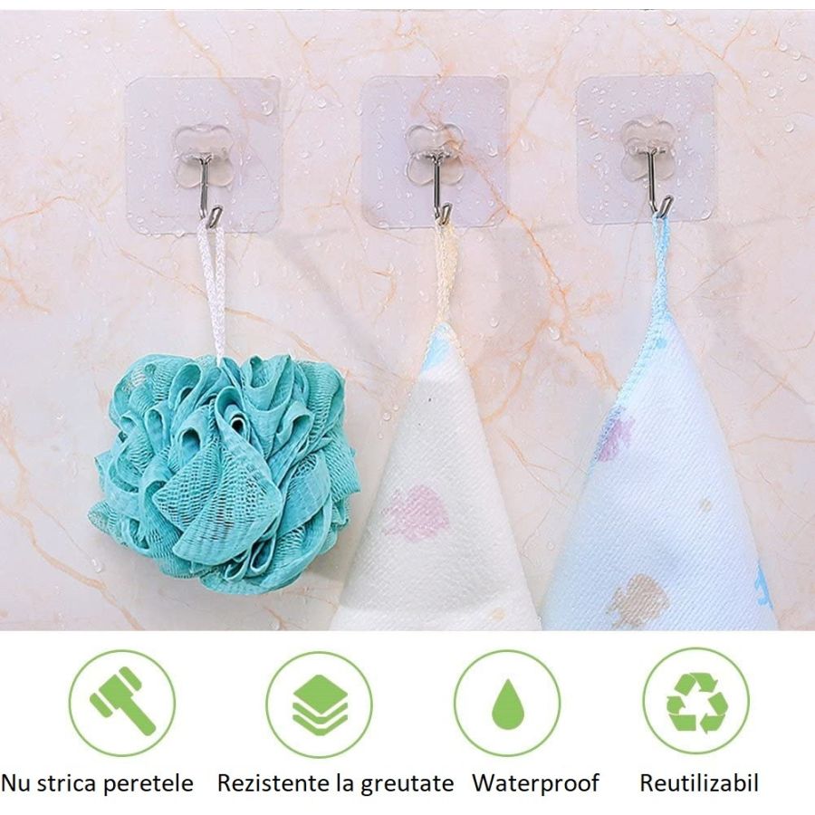 Set 6 carlige reutilizabile si ultra rezistente